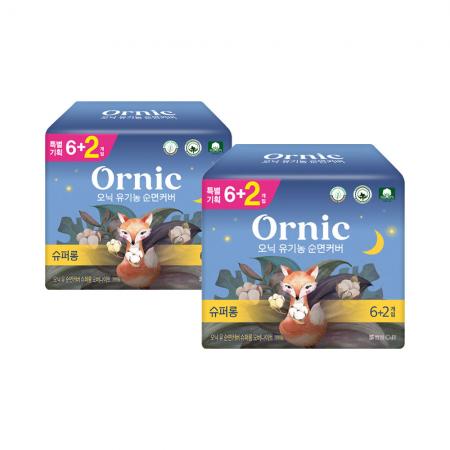 쌍용 코디 오닉 유기농 순면커버 슈퍼롱 오버나이트 6+2매 X 2개