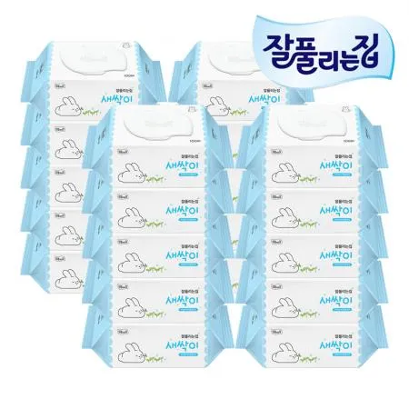 미래생활 잘풀리는집 새싹이 물티슈 캡형 100매 X 20개