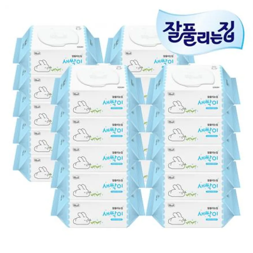 미래생활 잘풀리는집 새싹이 물티슈 캡형 100매 X 20개 이미지