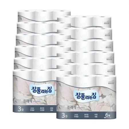 잘풀리는집 클래식 두루마리휴지 25M 6롤 X 12개 이미지