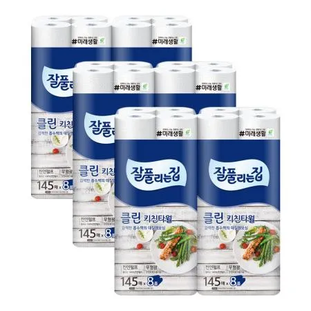 잘풀리는집 클린 키친타올 145매 8롤 X 6개 이미지