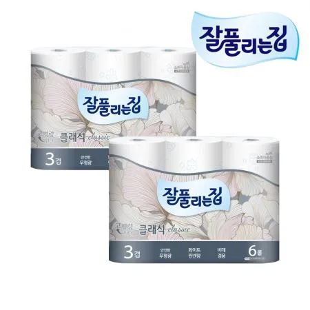 잘풀리는집 클래식 두루마리휴지 25M 6롤 X 2개