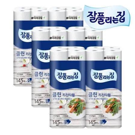 잘풀리는집 클린 키친타올 145매 8롤 X 6개