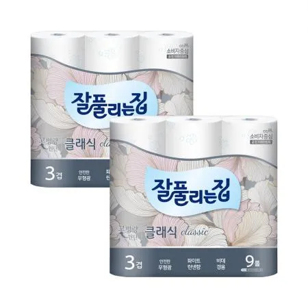 잘풀리는집 클래식 두루마리휴지 27M 9롤 X 2개 이미지