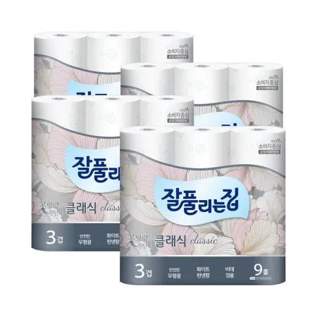 잘풀리는집 클래식 두루마리휴지 27M 9롤 X 4개 이미지