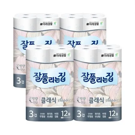 잘풀리는집 클래식 두루마리휴지 27M 12롤 X 4개 이미지