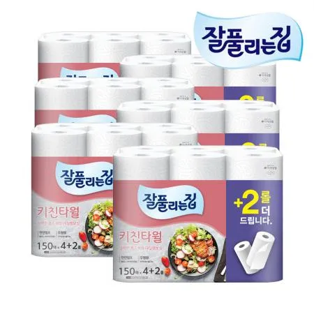 잘풀리는집 키친타올 150매 4+2롤 X 6개