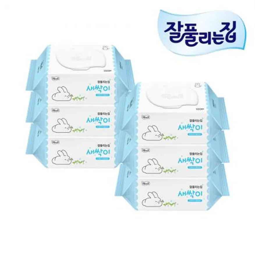 미래생활 잘풀리는집 새싹이 물티슈 캡형 100매 X 6개 이미지