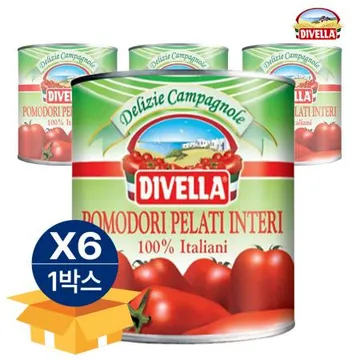 [6캔 무료배송] 디벨라 토마토홀 캔 통조림 2.5kg