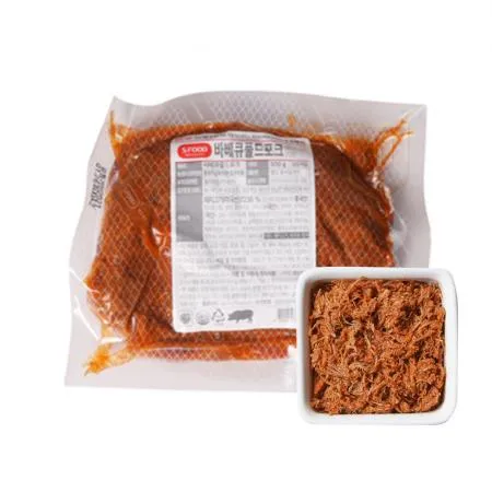 [단품] 에쓰푸드 바베큐풀드포크 500g 냉동 돼지고기 고기토핑 양념육