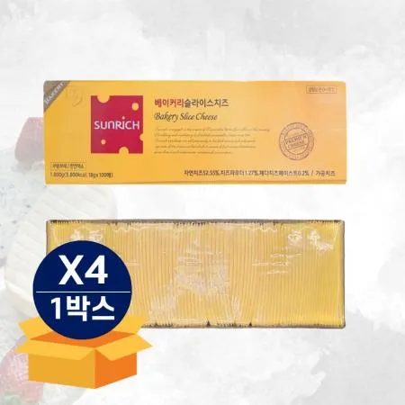 [무료배송] 썬리취 베이커리 체다 슬라이스치즈 1.8kg (18g X 100매)