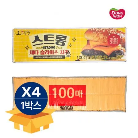 [무료배송] 동원 스트롱 체다 슬라이스 치즈 1.8kg (18g X 100매)