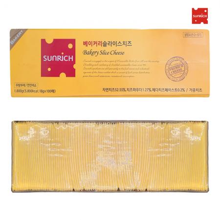 [무료배송] 썬리취 베이커리 체다 슬라이스 치즈 1.8kg (18g X 100매)