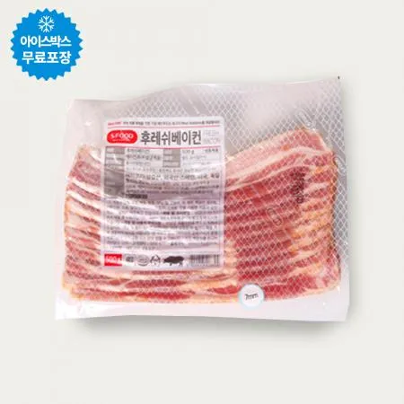 [단품] 에쓰푸드 후레쉬 베이컨 7mm 슬라이스 500g 냉동 훈제 파스타토핑