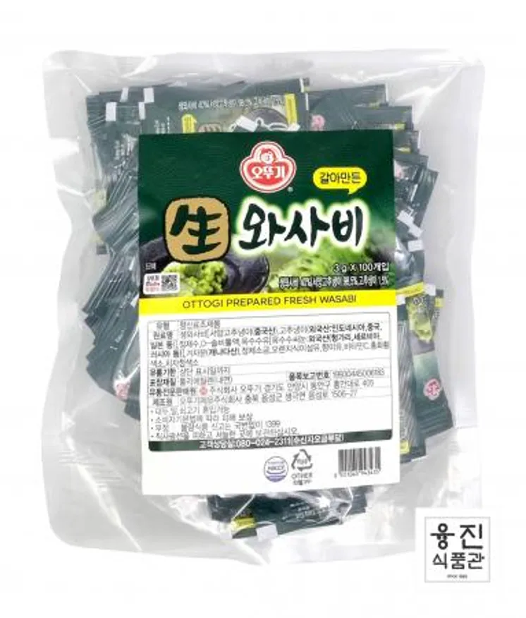 오뚜기 생와사비 3g×100개입 (일회용) / 일회용와사비 업소배달용 고추냉이 회 참치 삼겹살 소고기 이미지