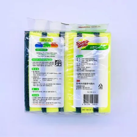 3M 스카치 브라이트 스펀지 다목적 수세미 5입 대형 90x150x30mm / 3M수세미 이미지