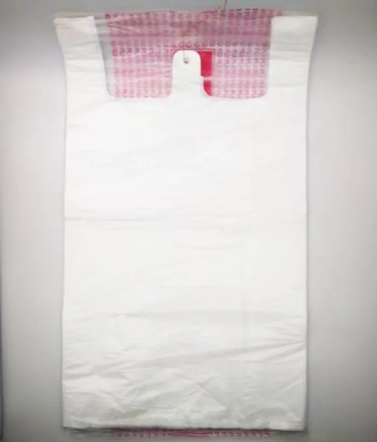 일신 손잡이 봉투 백색 5호(35×48cm) / 슈퍼 마트 시장 약국 포장 폴리백 비닐 봉지 생활 이미지
