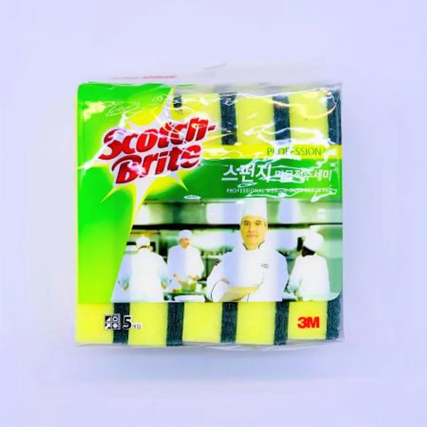 3M 스카치 브라이트 스펀지 다목적 수세미 5입 대형 90x150x30mm / 3M수세미 이미지