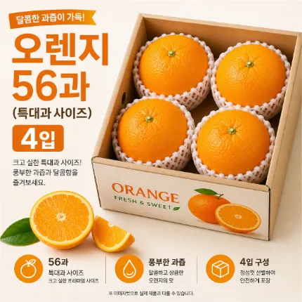 ★과일 특가★ 오렌지 특대과 (56과) 4입 / pack