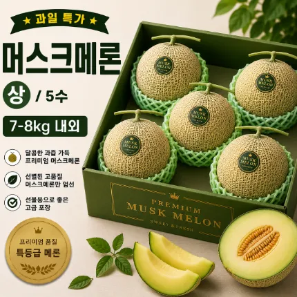 ★과일 특가★ 머스크메론 (상 / 5수) 7-8kg 내외