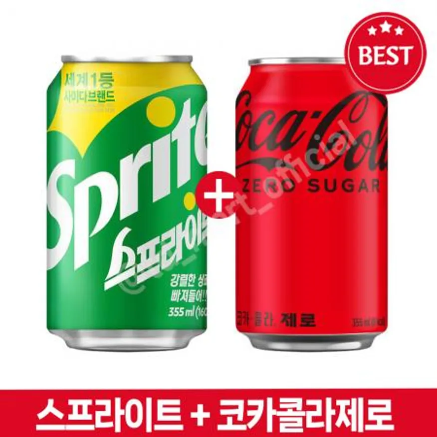 코카콜라 제로 업소용 355ml 24개 + 스프라이트 355ml 24개 세트상품 이미지
