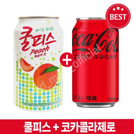 코카콜라제로(업소용) 355ml 24개 + 쿨피스복숭아 355ml 24개 이미지