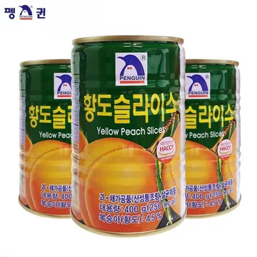 펭귄 황도 슬라이스 400g 24개