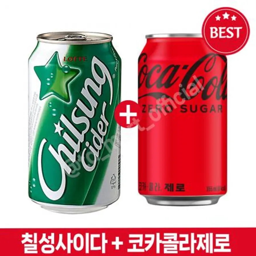 코카콜라제로(업소용) 355ml 24개 + 칠성사이다(업소용) 355ml 24개 이미지