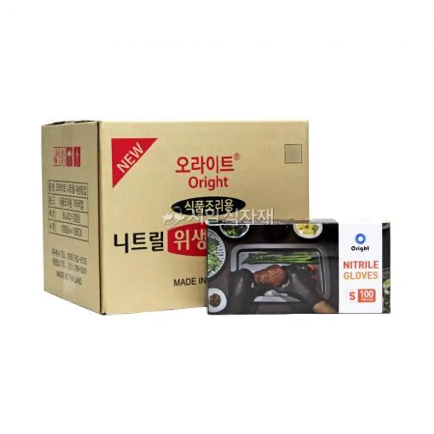 오라이트 니트릴 위생 장갑 검정색 소(S) 100매X10개 1박스 이미지