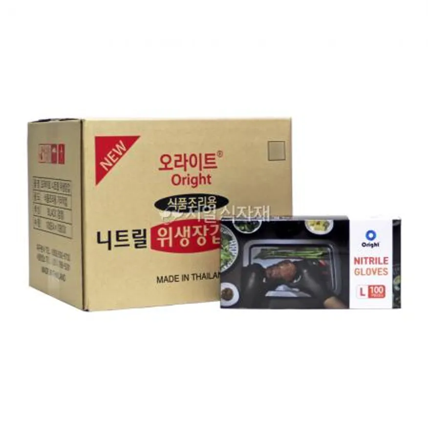 오라이트 니트릴 위생 장갑 검정색 대(L) 100매X10개 1박스 이미지