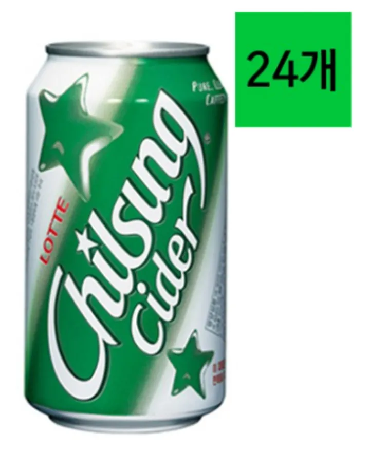 칠성 사이다 뚱 캔 업소용 355ml X 24개 1박스 청량 탄산 음료 이미지