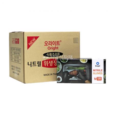 오라이트 니트릴 위생 장갑 검정색 중(M) 100매X10개 1박스