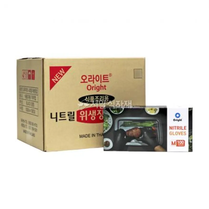오라이트 니트릴 위생 장갑 검정색 중(M) 100매X10개 1박스 이미지
