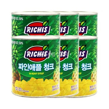 리치스 파인애플 청크 통조림 3.062kgX6개 1박스