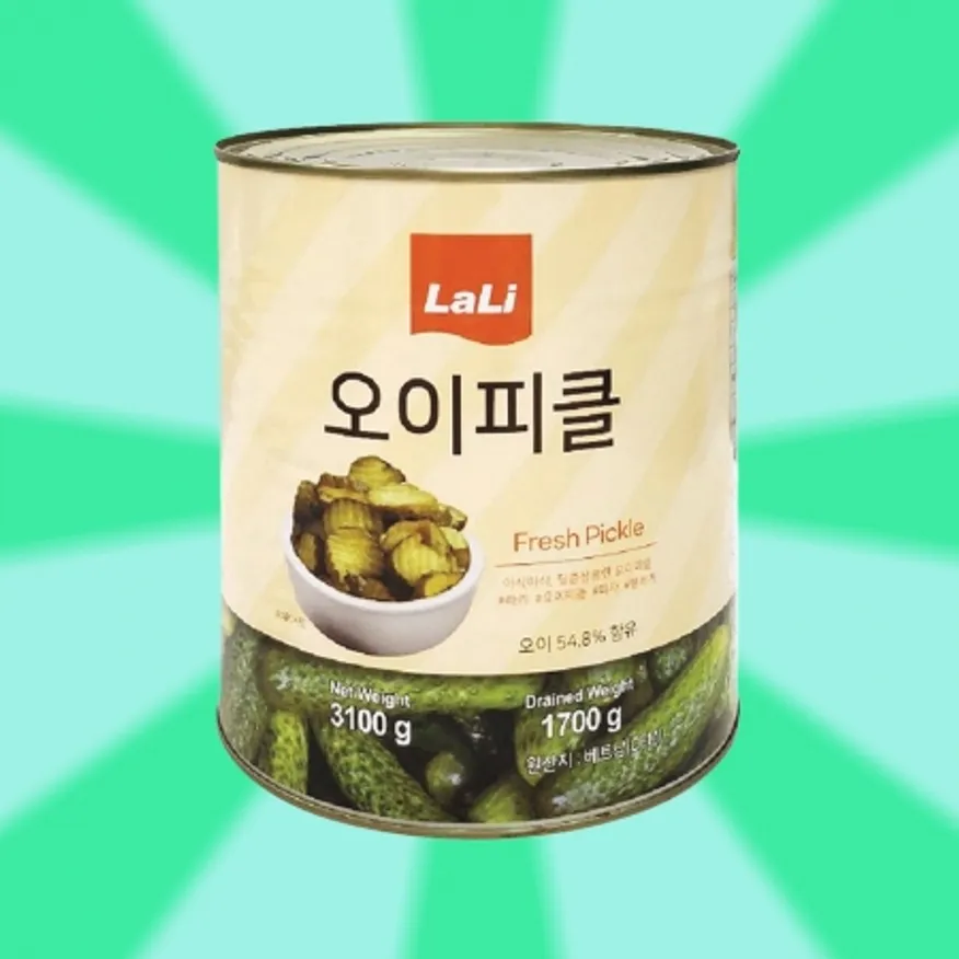 라리 오이피클 슬라이스 물결무늬 3.1kg 업소용 햄버거 샌드위치용 피클 이미지
