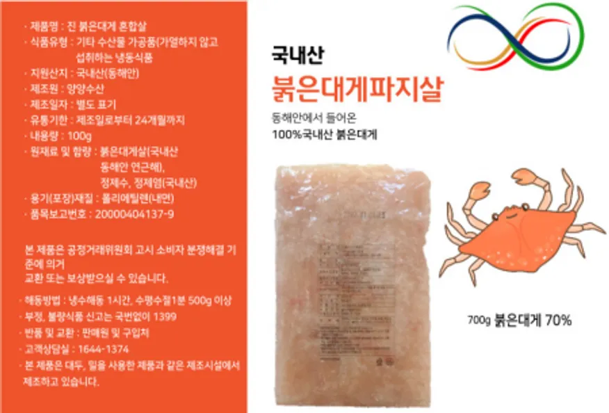 홍게살 파지 700g 붉은 대게 파지살 대게살 국내산(동해) 대게파지살 이미지