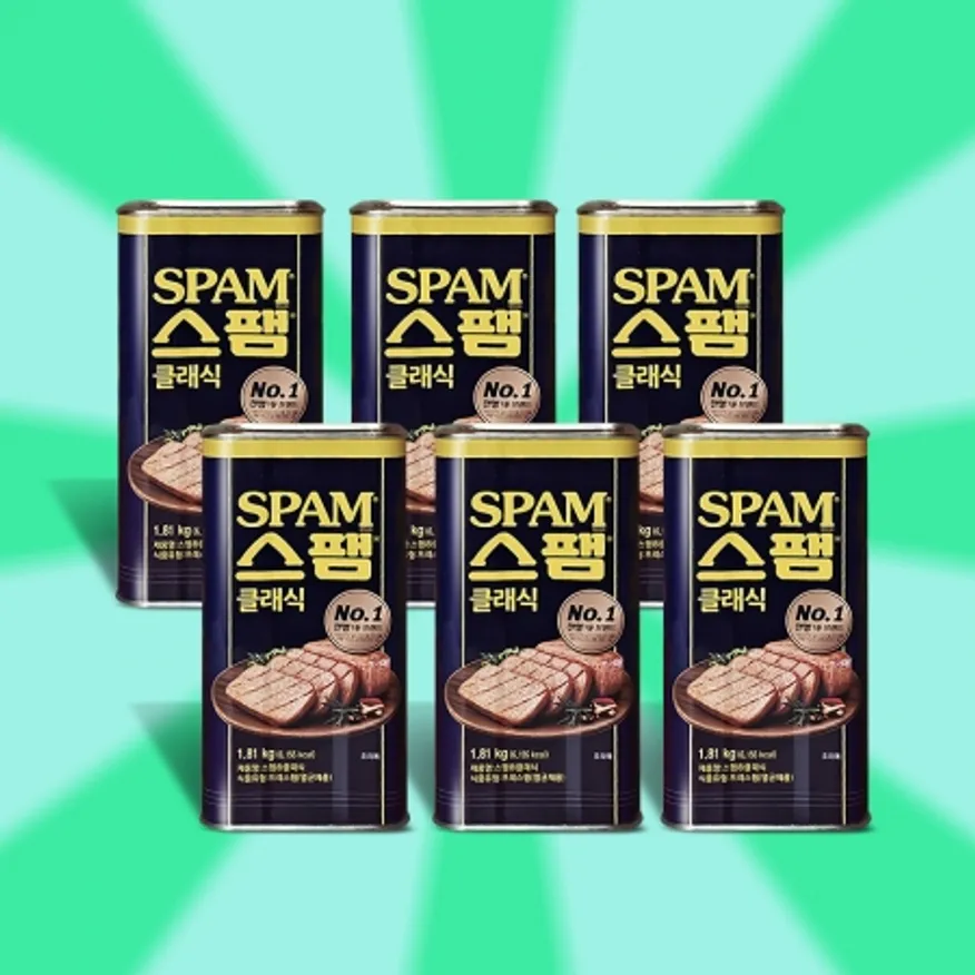 씨제이 스팸 대용량 1.8kg X 6개 1box 박스 스팸박스 이미지