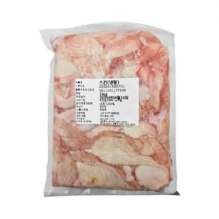 국내산 닭껍질 닭스킨 닭껍데기 1kg 냉동 소포장