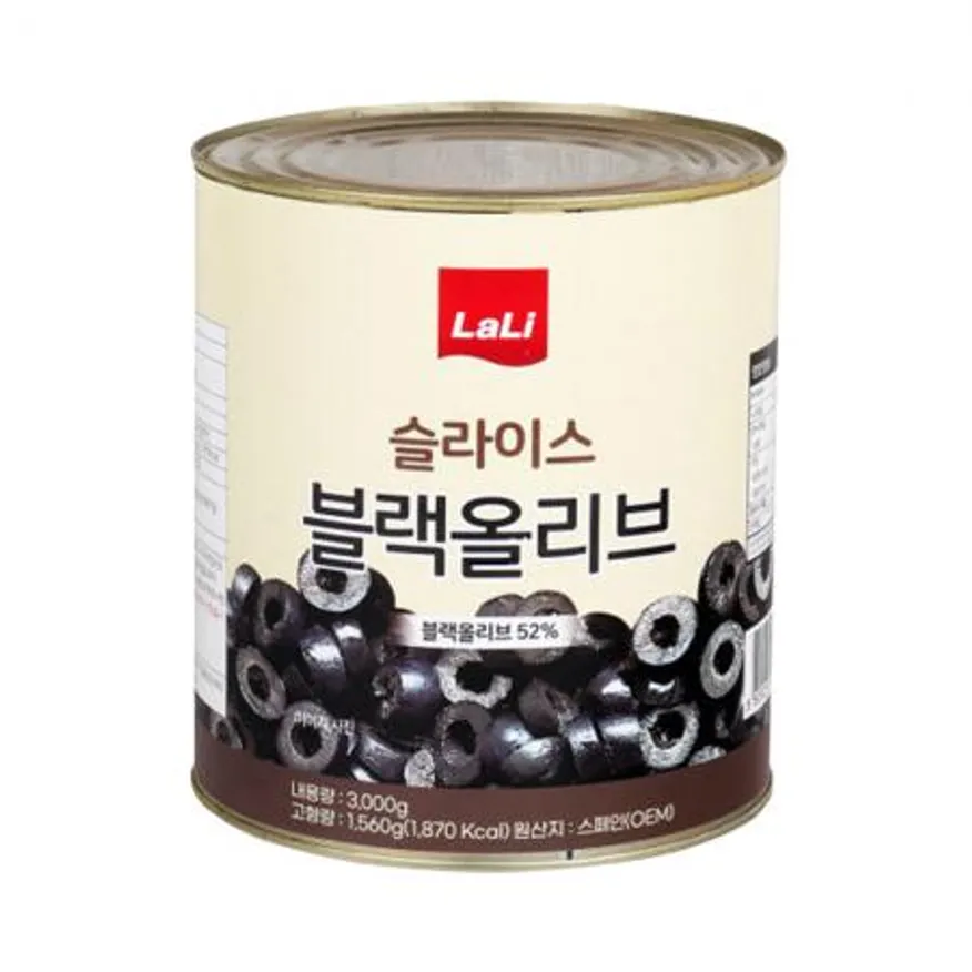 라리 블랙 올리브 슬라이스 3kg 통조림 토핑 피자재료 이미지