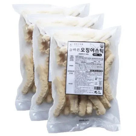 올바른식재 오징어스틱 15cm이상 오징어튀김 x 3봉