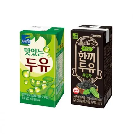 맛있는 멸균두유 + 한끼두유 흑임자 190ml x 48개입 푸르밀