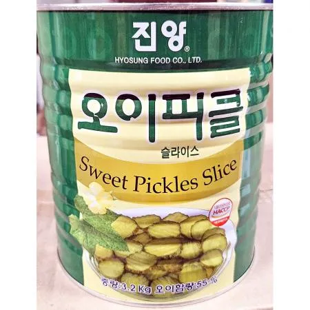 오이피클(슬 진양 3K)X6 피클 슬라이스피클 오이절임 업소용 대용량 햄버거재료 샌드위치재료 식당 카페