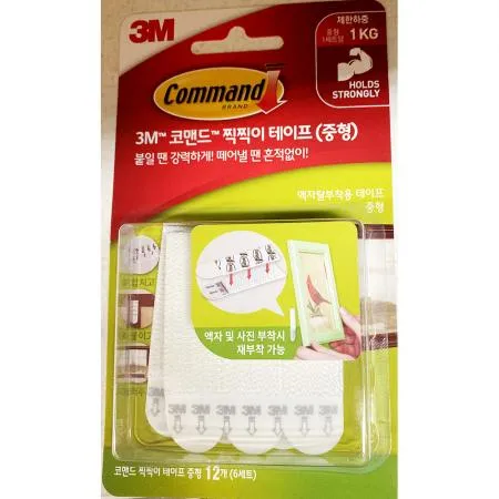 액자부착테이프(코맨드 중 찍찍이 6P) 액자테이프 액자부착 벽면고정 탈부착테이프 중형 사무실용 가정용 업소용
