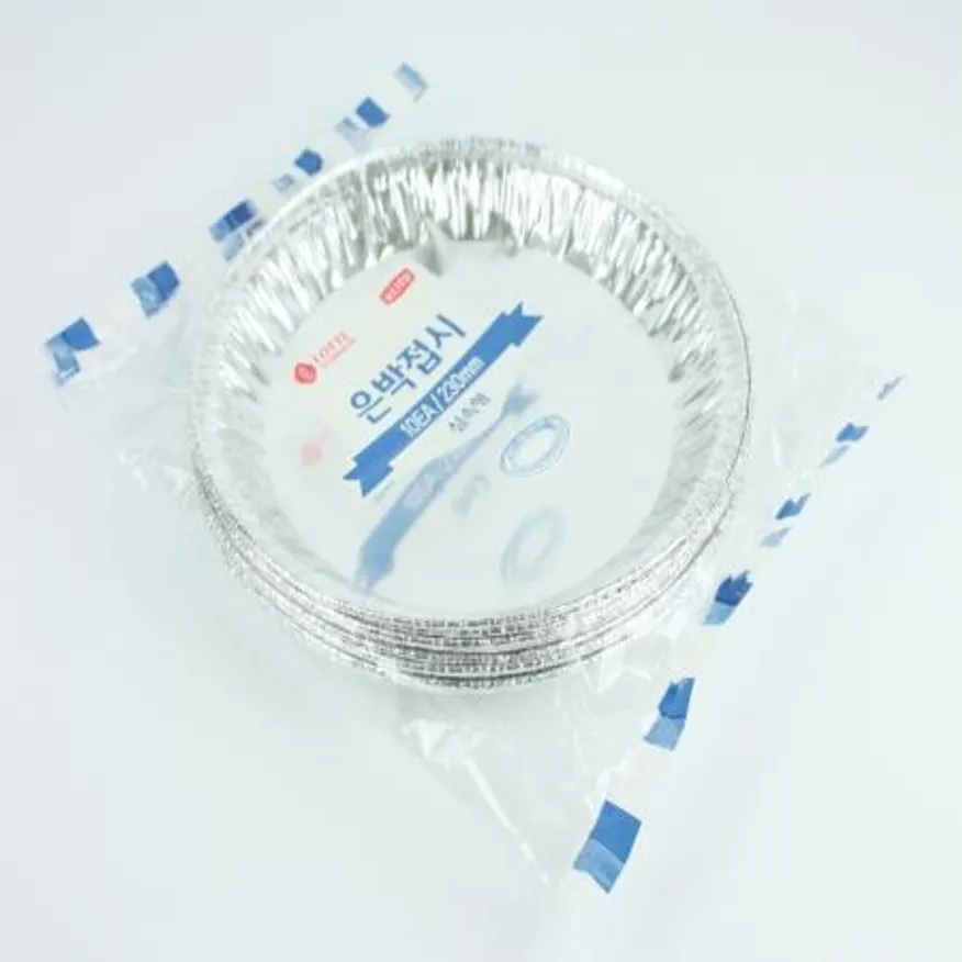 롯데-은박접시 40μ 230mm 일회용품 캠핑용품 일회용접시 알루미늄접시 은박용기 업소용 바베큐용품 야외용품 식당 이미지