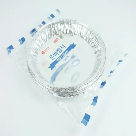 롯데-은박접시 40μ 230mm 일회용품 캠핑용품 일회용접시 알루미늄접시 은박용기 업소용 바베큐용품 야외용품 식당 이미지