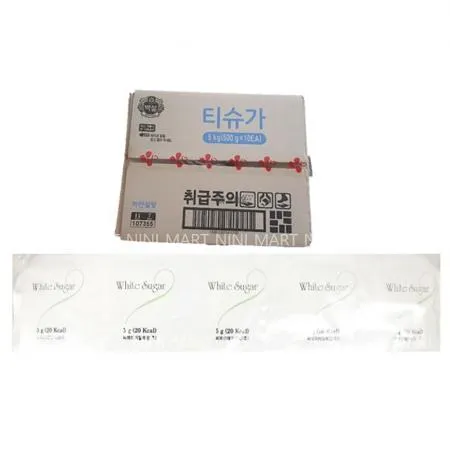 하얀설탕 일회용티슈가(백설 5gx1000) 1개 식자재 업소용 대용량 하얀 백설 하얀설탕 티슈가 대용량 설탕 일회용 회용 신세계몰 이미지