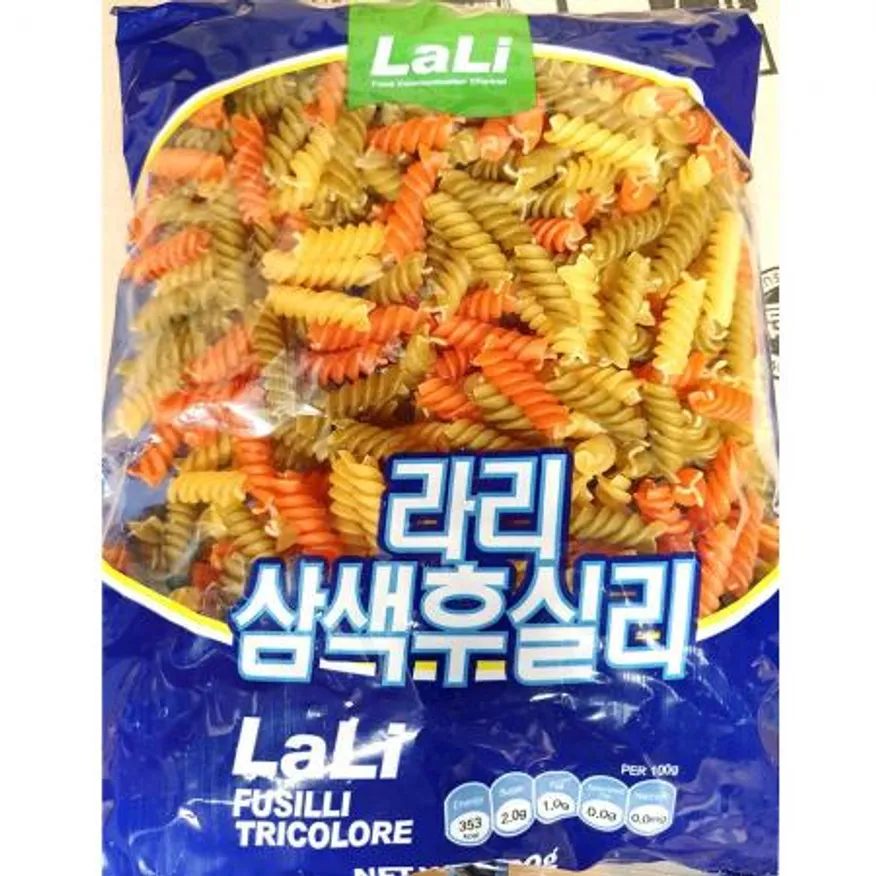 삼색푸실리(라리 500g) 4개 식자재 업소용 대용량 데체코 삼색푸실리 판타넬라 디벨라 삼색 식자재 푸실리 구스토라 가로팔로 이미지