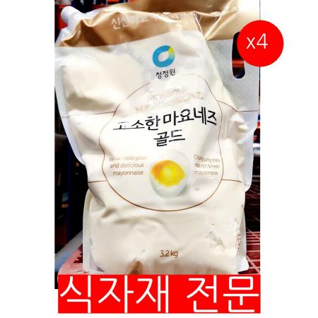 마요네즈(스파우트팩 대상 3.2K)X4 업소용 대용량 식자재 샐러드드레싱 샌드위치재료 튜브형마요네즈 식당소스