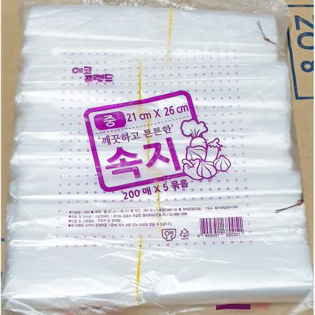 에코프랜드 비닐속지흰색 중 21x26cm 1000매 업소용 비닐 식자재 포장 대용량 비닐봉투 식당 위생용품 비닐속지 속 위생 다용도 식품비닐