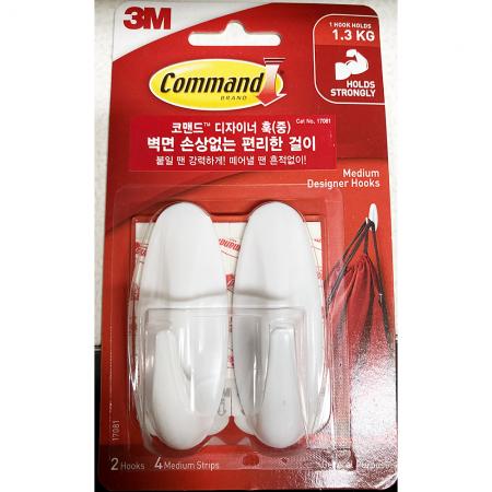 벽걸이(3M 코멘드훅 중 1.3K)X10개 3m후크 접착후크 다용도후크 못없이거는 벽손상없는 사무용 가정용 업소용